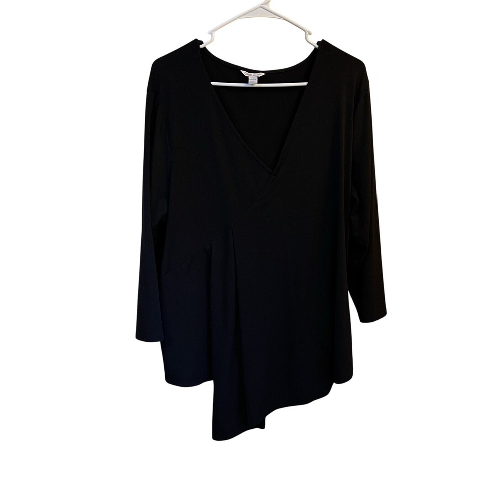 Cato‎ Black Long Sleeve V Neck Asymmetrical Plus Size Top 18/20W